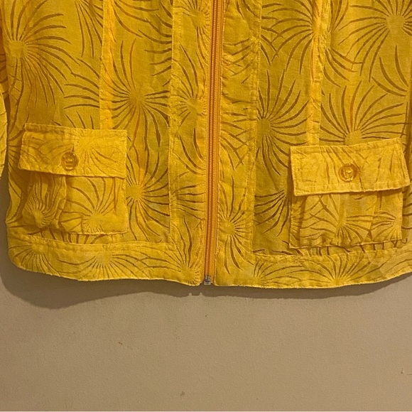 Multiples Women Sheer Zip Up Size S Top/Jacket Cover Up Yellow Roll Tab Sleeves - Picture 4 of 12